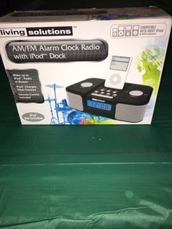 Living Solutions AM/FM Alarm Clock Radio with iPod Dock