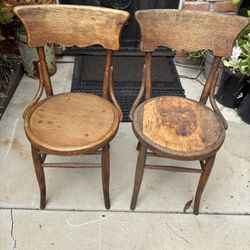 2 Antique Oak Chairs