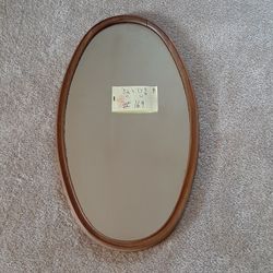 #169. Antique Oval Wood Framed Mirror 32" X 17 5/8"