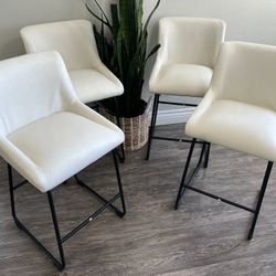 LUE BONA 26 Inch Counter Height Bar Stools Set of 4, Faux Leather Upholstered Barstools, Bar Stools with Back, Comfortable Bar Chairs, Modern Counter 