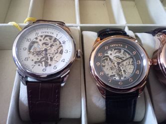 Invicta Authentic Automatic Leather Luxury Watches