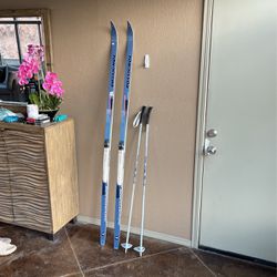 Snow Skis ROSSIGNOL ADVANTAGE TOURING 190 cm  CROSS COUNTRY SKIS Great Condition! with Poles