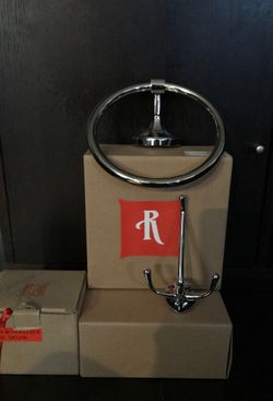 2 /6” Chrome Rejuvenation towel ring and 1 door hook