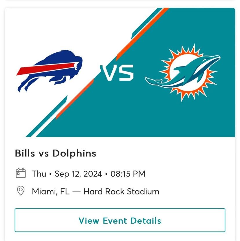 Bills at Dolphins Game Tickets 