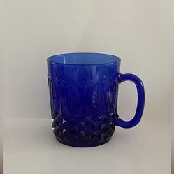 Vintage Avon Royal Saphire cobalt Blue Glass coffee mug 8oz ~ France