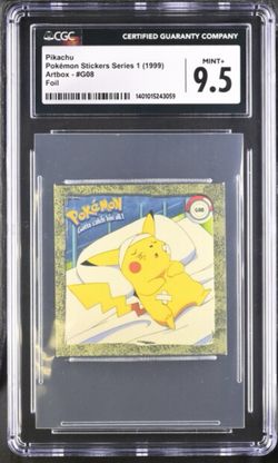 1999 Pikachu Pokémon Stickers Series 1 Gold Foil CGC 9.5