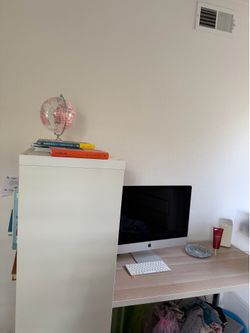 IKEA bookshelf and table