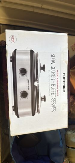 Chefman Double Round Crock Slow Cooker + Buffet Server