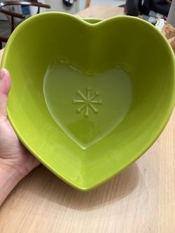 4 Green Heart Shape Bowls