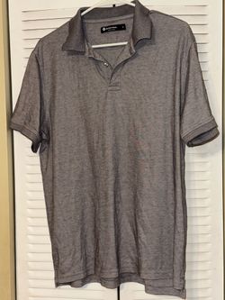 Member's Mark Men's Medium Gray Short Sleeve Polo Shirt Heathered Two-Button
