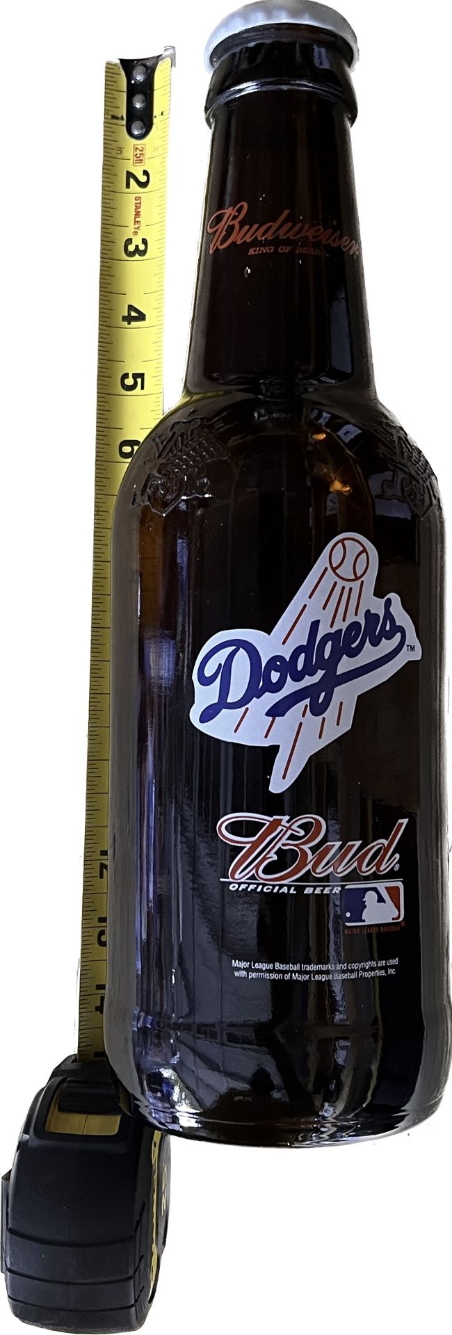 Los Angeles Dodgers LA Budweiser Glass Bottle 15 In 64oz Beer