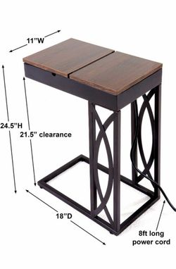 Leisure Space SeeTable Stash Charging Station Device Stand Storage Dark Walnut