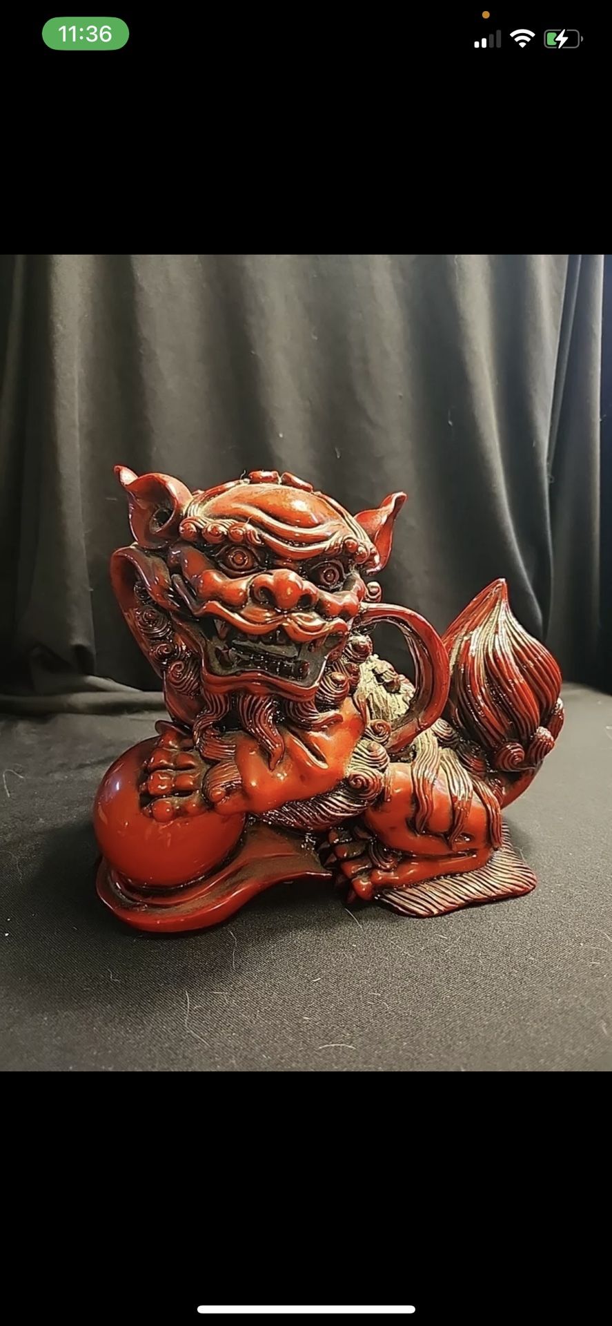 Red Resin LARGE Chinese Foo Dog Lion 8x7x5 Inches 7.4 lbs.