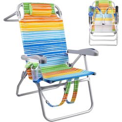 Backpack Beach Chairs for Adults,Portable Folding Camping Chair with Cup Holder & Towel Rack