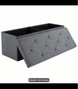 Gray 43” Storage Ottoman Bench - New