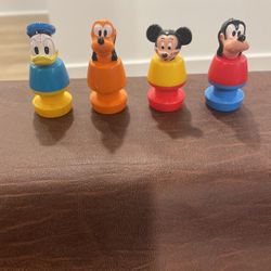 Vintage 1970s Illco Disney Lot Little People Figures Mickey Donald Pluto Goofy