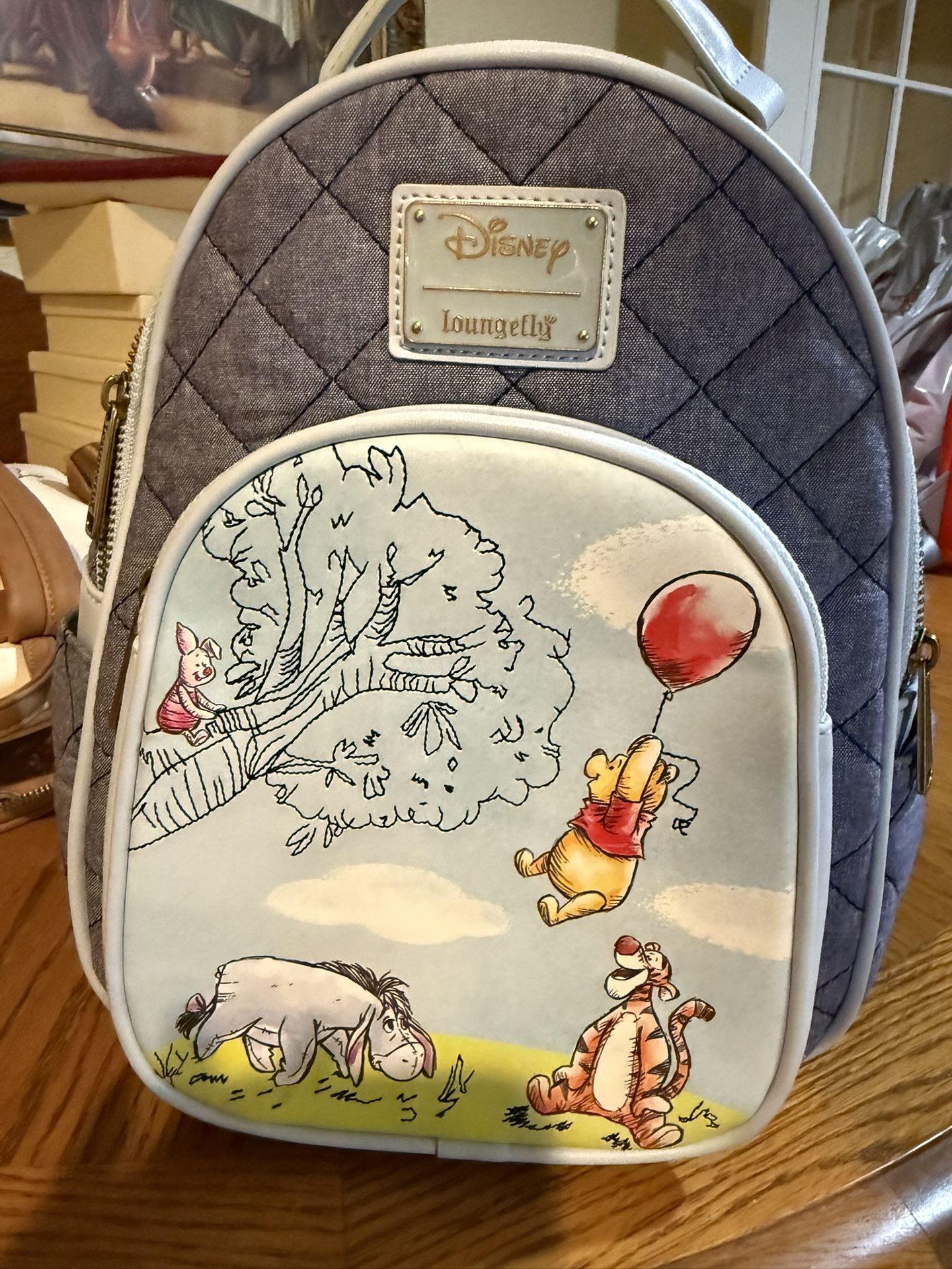 Disney Winnie The Pooh Loungefly Denim Like Backpack 