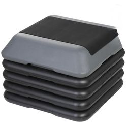 16” Compact Aerobic Step Platform W/4 Risers, Height Adjustable Exercise Workout Stepper