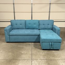 New Teal Sofa Bed Sectional / Couch with Chaise (Can Deliver)