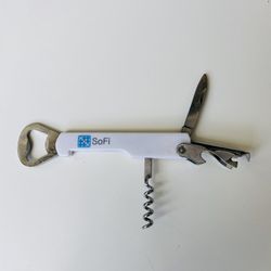 Corkscrew-Bottle Opener. New. Very efficient do-it-all stainless steel 4-tools instrument. Ergonomic handle. 4-turn worm. Integrated foil cutter. Grea
