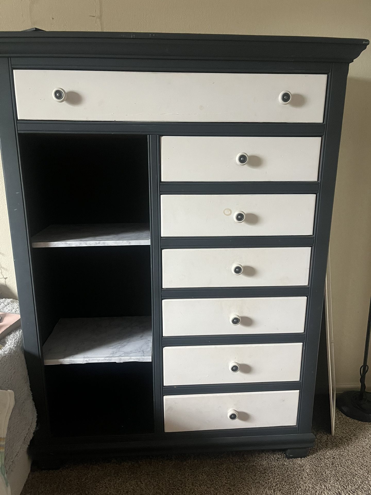 Navy Blue & White Dresser
