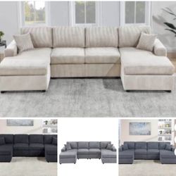 Sectional Sofa,Double Chaise Available I Ivory, Gray,Dark Gray,Black 60"X120"x60" 