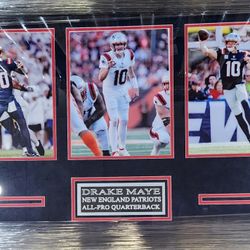 Patriots Drake Maye Custom-Framed 3-Photo Display Piece 