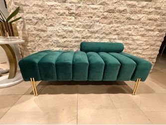 Green Velvet Bench