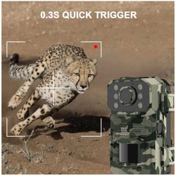 Trail Camera, 4K 14MP 4G LTE Game Hunting Camera with Solar Charging Panel, Night Vision, IP66 Waterproof, 120° Wide Angle, for Outdoor Wildlife Monit