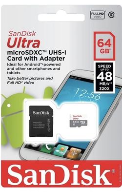 San Disk micro sdxc uhs-I card with adapter