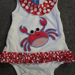 Crab Onesie Dress Mudpie 0/6months 