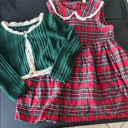 Plaid Red and Green Kids Dress Set