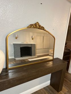 Gold Arch Mirror with Ornate Crown Detail
