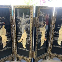 Black Lacquer Folding Screen 12 Inches Tall