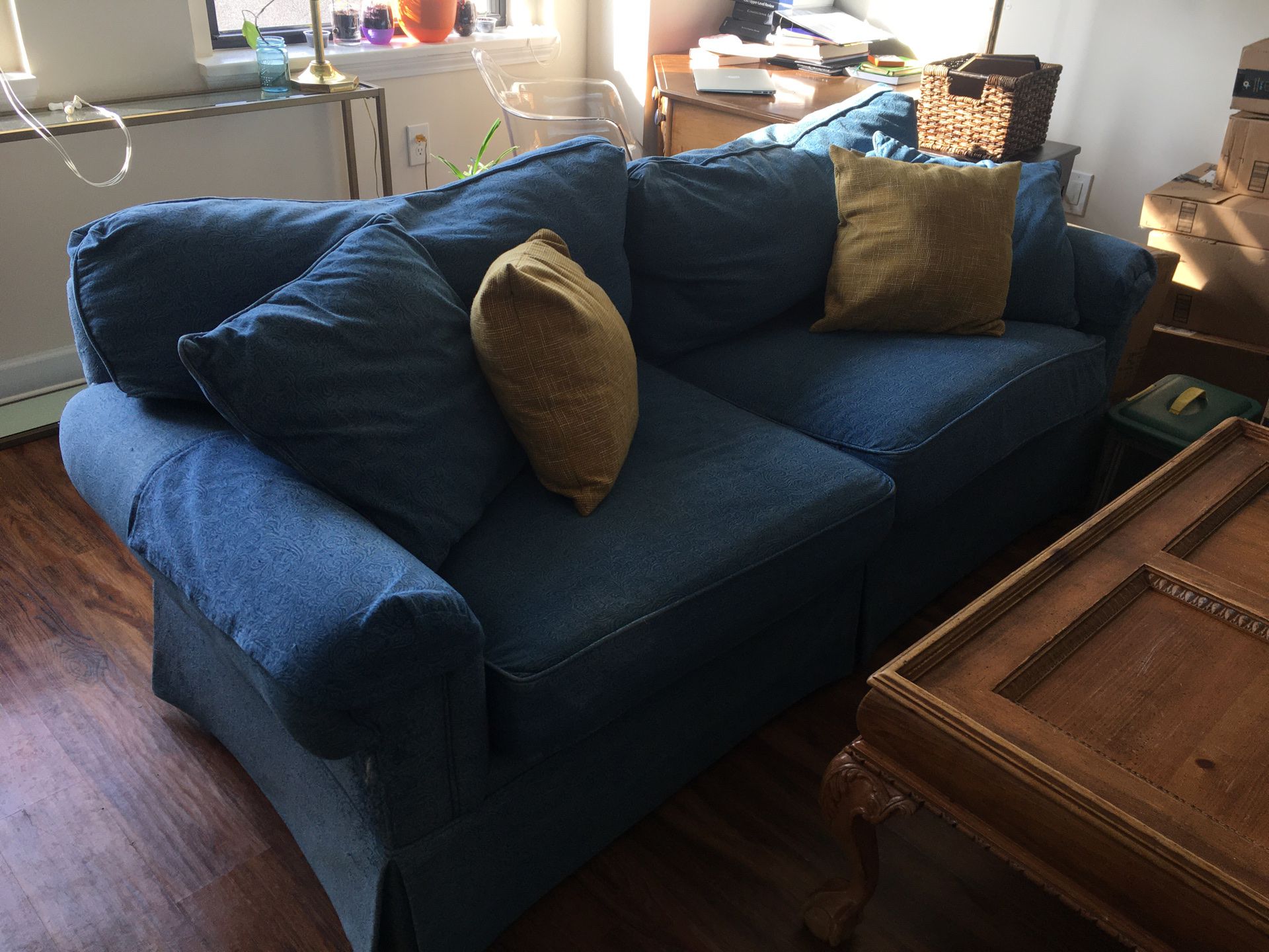 Blue Couch and Pillows