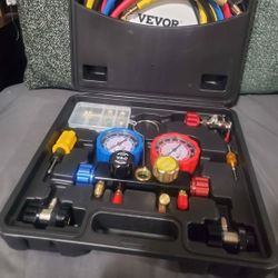 VEVOR Manómetros De Colector de CA Para Refrigerante R134A R22 R12 R410A, manómetros con mangueras de 5 pies $69 Precio Firme