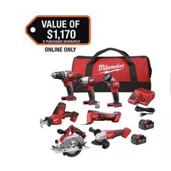 M18 18-Volt Lithium-Ion Cordless Combo Kit 7-Tool with 2-Batteries, Charger and Tool Bag