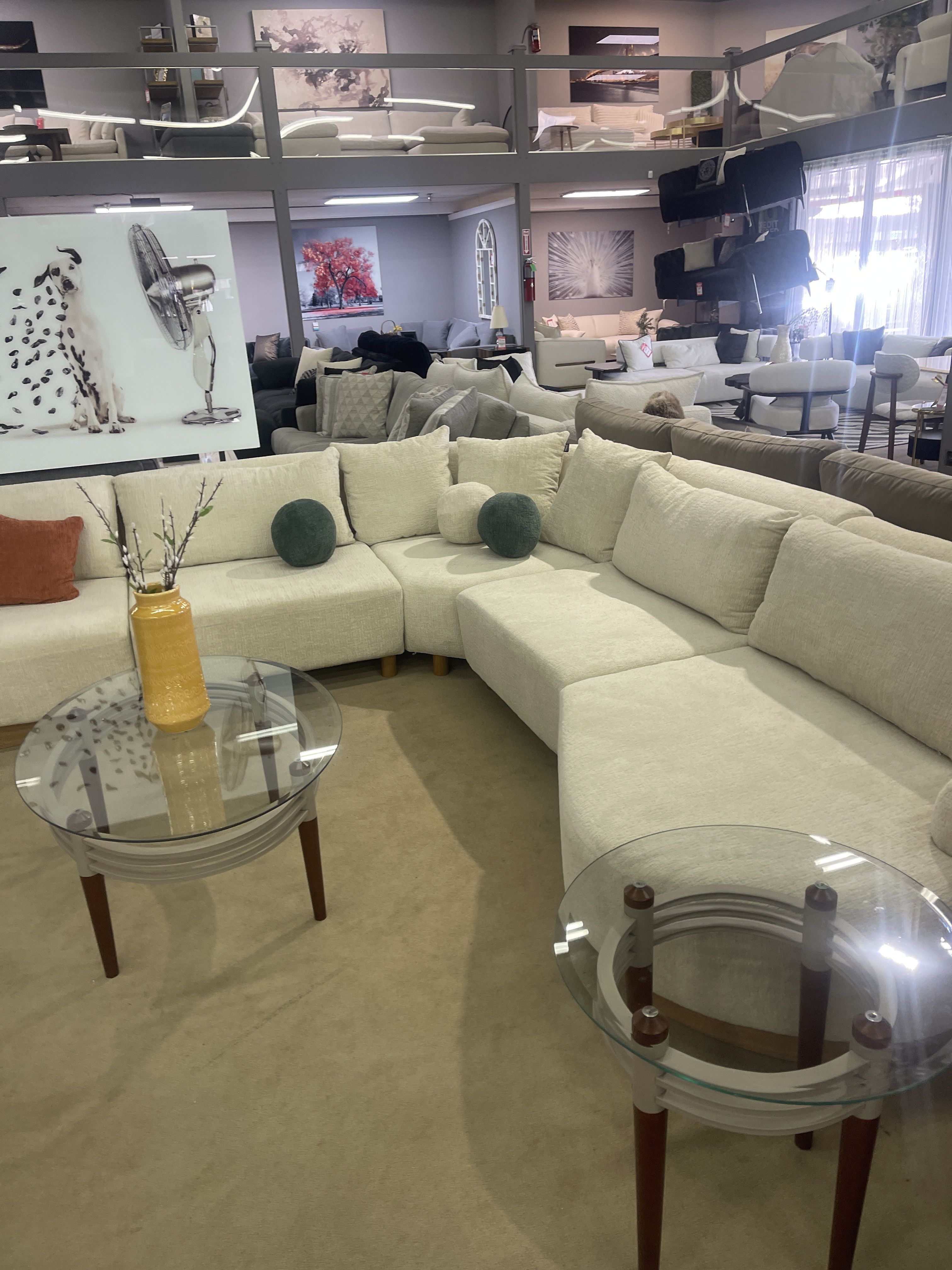 Cream Curved 5-piece Symmetrical Corner Sectional Sofa