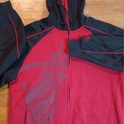 Men's Miami Heat Full Zip Hoodie Size Medium Lowry Butler Wade Red Black Adidas 
