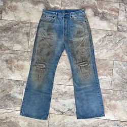 Acne Studios 2021M Penicillin Mid Blue Regular Fit Distressed Jeans W33 L32