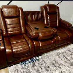 New 🔥 Leather Electric Power Recliner Sofa Set w/ Heat & Massage – $0 Down ⭐️ Shop Now Pay Later 