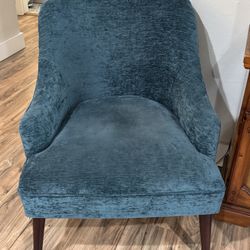 Set of 2 Teal Fabric Armchairs
