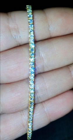 Gold Tennis Bracelet with Clear Stones