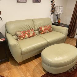 Leather Couch And Ottoman 