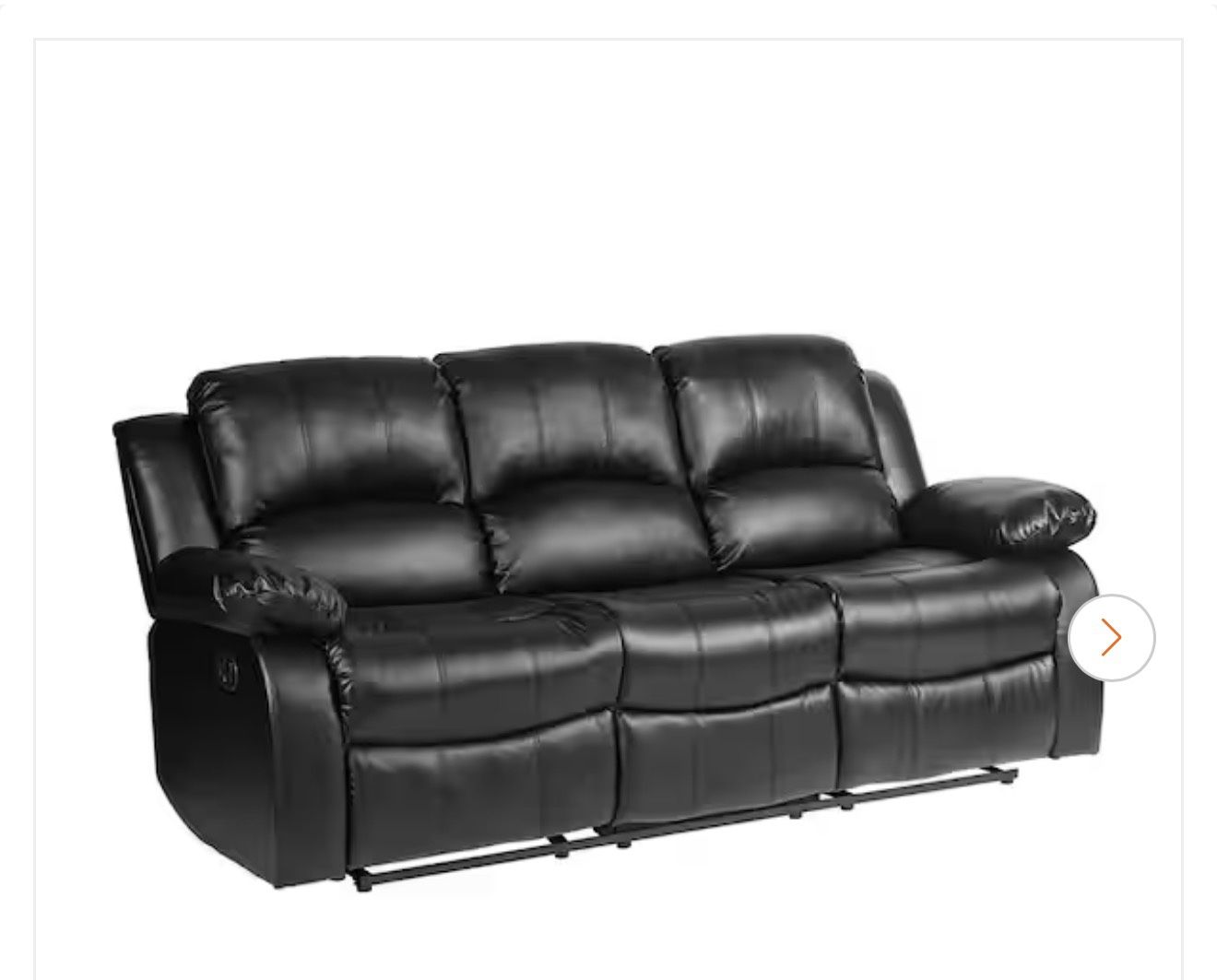 Bianca 83 in. W Straight Arm Faux Leather Rectangle Double Manual Reclining Sofa in Black