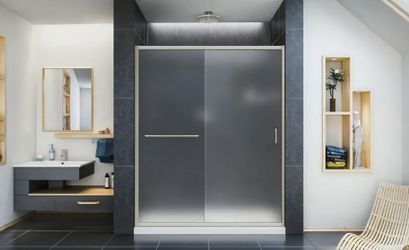 DreamLine
Infinity-Z 56 in. - 60 in. W x 72 in. H Semi Frameless Sliding Shower Door in Brushed Nickel with Frosted Glass
