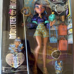 Monster High Cleo De Nile Faboolous Pets Doll w. Hissette & Tut NEW- Sealed 2023