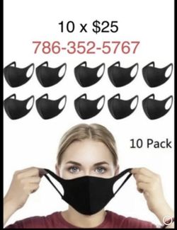 10 Pcs Black Face Mask Stretch Thin Cover Mouth Washable Reusable Unisex Sealed