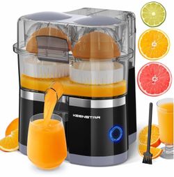 KEENSTAR Electric Citrus Juicer, Dual-Head Orange Juicer Squeezer with Power Cord, Portable Juicer with Cleaning Brush for Lemon, Grapefruit, High Jui