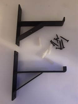 2 pcs 6x6 inch black wall shelf bracket set with screws (14)